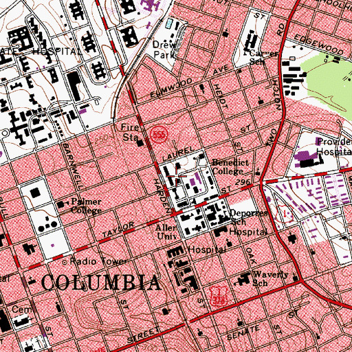 Topographic Map of Jenkins Hall, SC