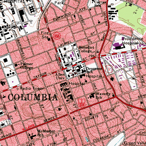 Topographic Map of Joseph Simeon Flipper Library, SC