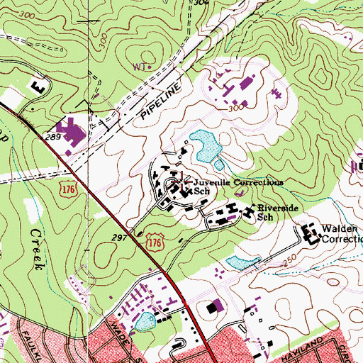 Topographic Map of Juvenile Corrections School, SC