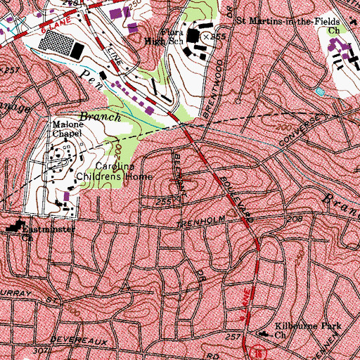 Topographic Map of Kilbourne Heights, SC
