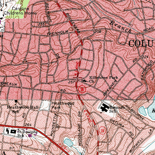 Topographic Map of Kilbourne Park, SC