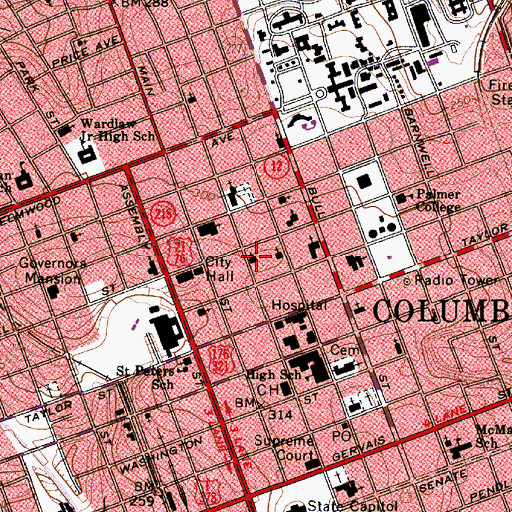 Topographic Map of Ladson Presbyterian Church, SC