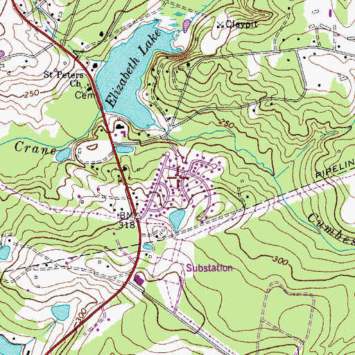 Topographic Map of Lake Elizabeth Estates, SC