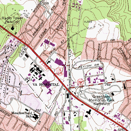 Topographic Map of Landmark Square Shopping Center, SC
