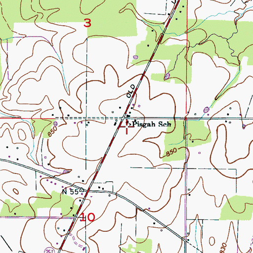 Topographic Map of Pisgah School, AL