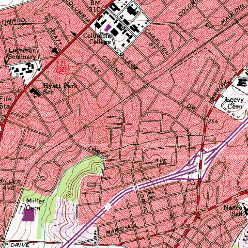 Topographic Map of Latimer Manor, SC