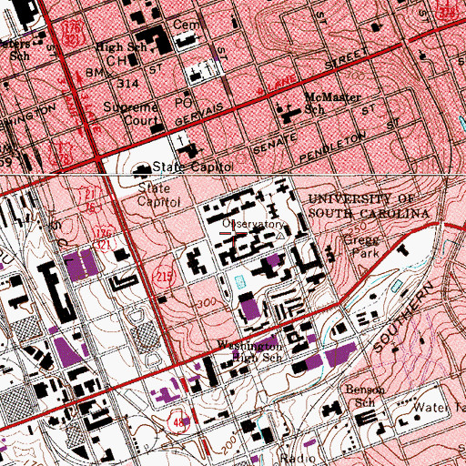 Topographic Map of Legare College, SC