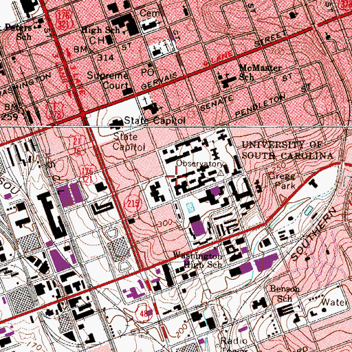 Topographic Map of Lieber College, SC