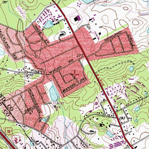 Topographic Map of Mandel Park, SC