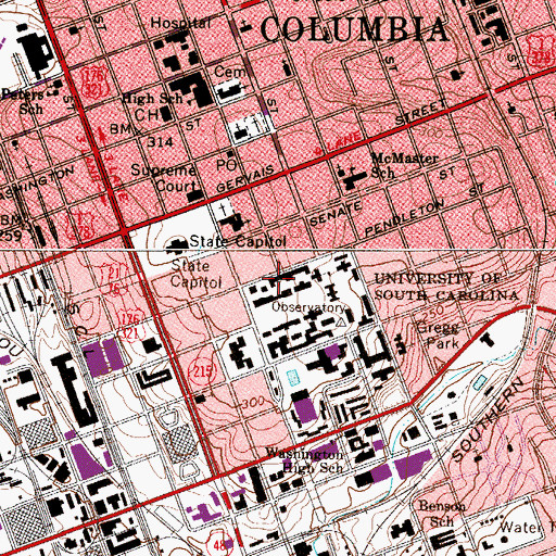 Topographic Map of Maxy College, SC