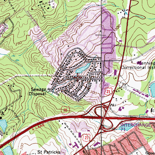 Topographic Map of Meadow Lake, SC