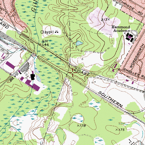 Topographic Map of Mount Calvary Church (historical), SC