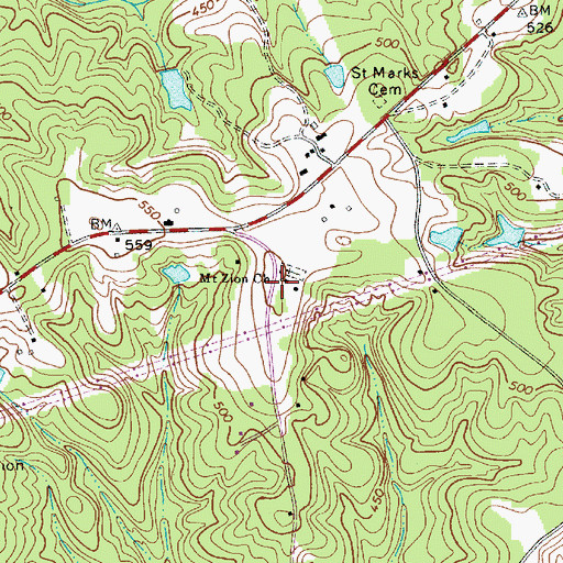 Topographic Map of Mount Zion School (historical), SC