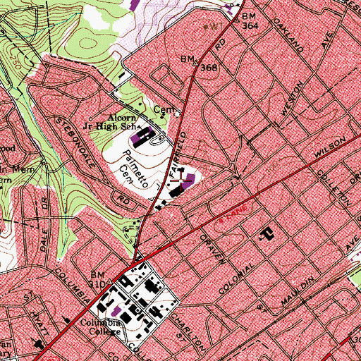 Topographic Map of Northway Plaza Shopping Center, SC