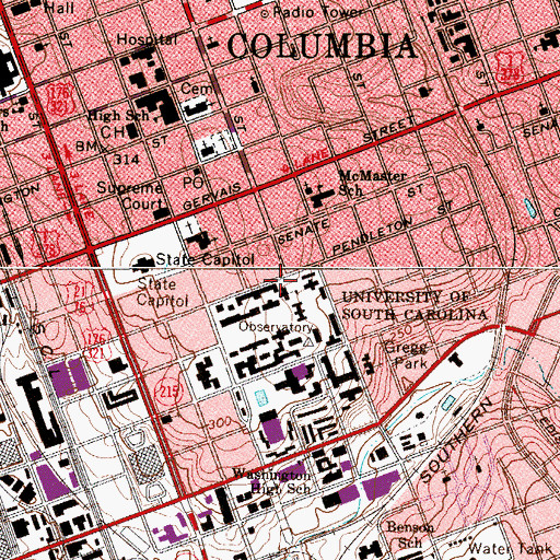 Topographic Map of Old Observatory, SC