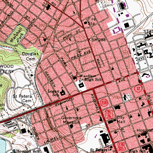 Topographic Map of Park Street Baptist Church, SC
