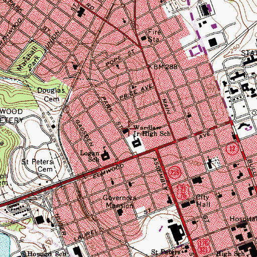 Topographic Map of Park Street Baptist Church, SC