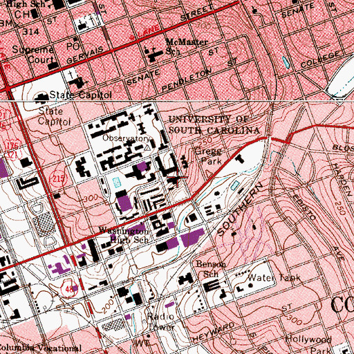 Topographic Map of Patterson Hall, SC