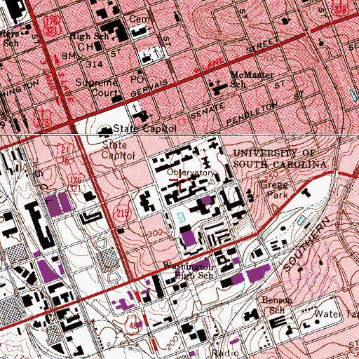 Topographic Map of Pinckney College, SC