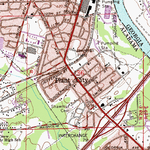 Topographic Map of Plant City, AL