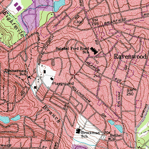 Topographic Map of Ravinwood, SC