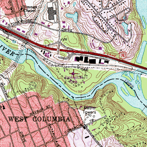 Topographic Map of Riverbanks Zoo, SC