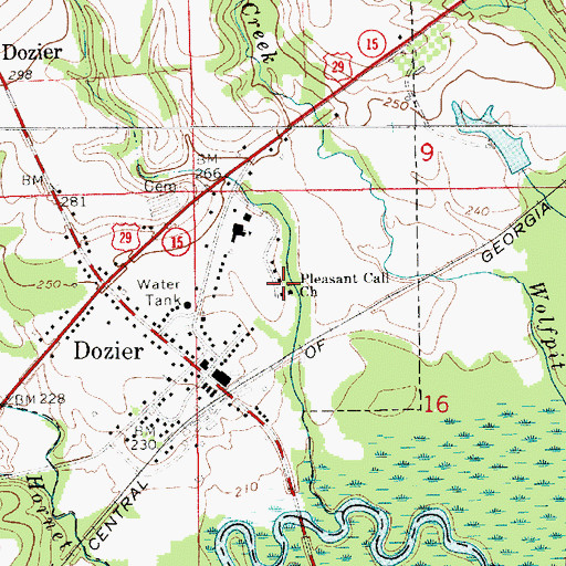 Topographic Map of Pleasant Call Church, AL