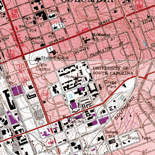 Topographic Map of Rutledge College, SC