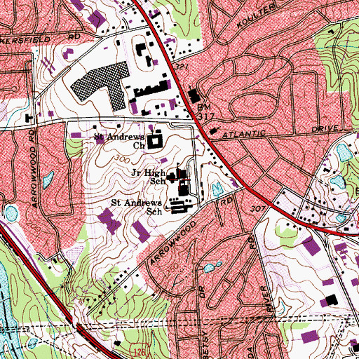 Topographic Map of Saint Andrews Middle School, SC