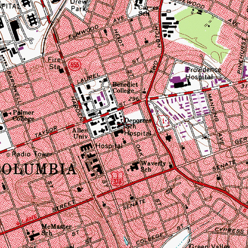 Topographic Map of Saint Martin De Porres Roman Catholic Church, SC