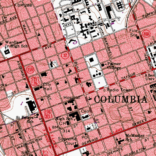 Topographic Map of Saint Pauls Evangelical Lutheran Church, SC