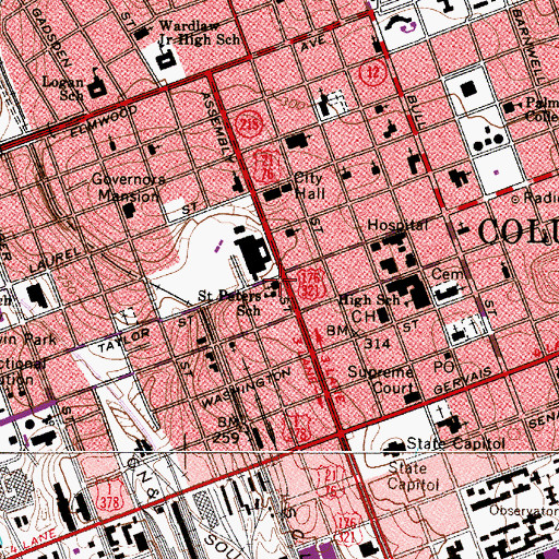 Topographic Map of Saint Peters Roman Catholic Church, SC