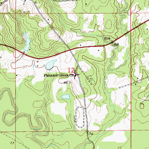 Topographic Map of Pleasant Green Church, AL
