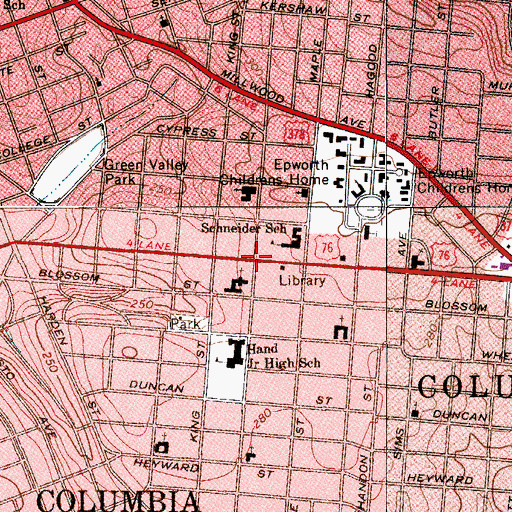 Topographic Map of Shandon, SC