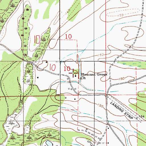 Topographic Map of Pleasant Green Church, AL