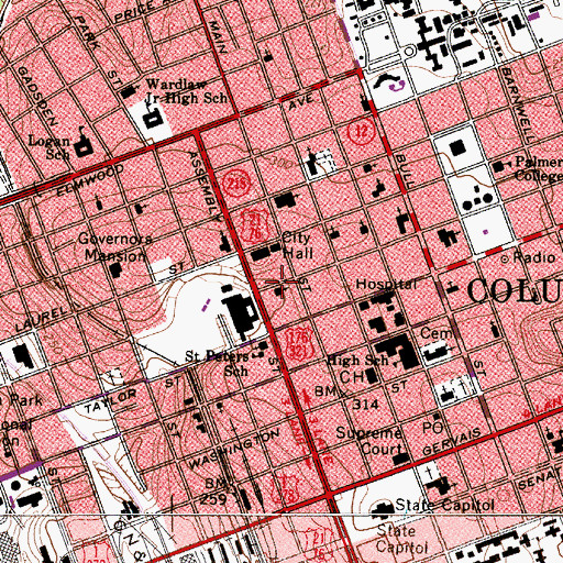 Topographic Map of Sidney Park Christian Methodist Episcopal Church, SC