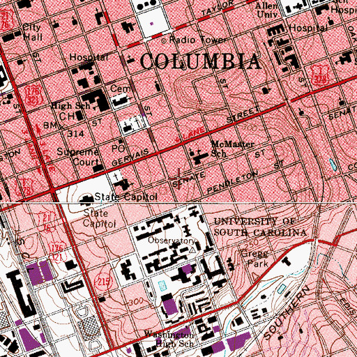 Topographic Map of South Carolina Department of Archives and History, SC