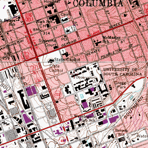 Topographic Map of South Caroliniana Library, SC