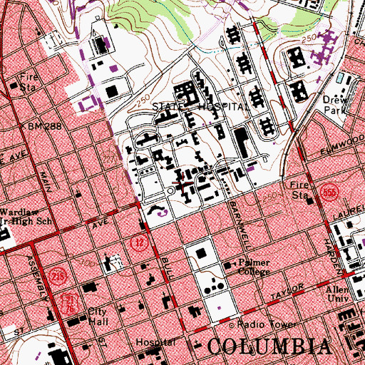 Topographic Map of South Carolina State Hospital, SC