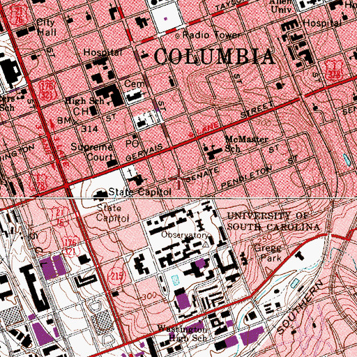 Topographic Map of South Carolina State Library, SC