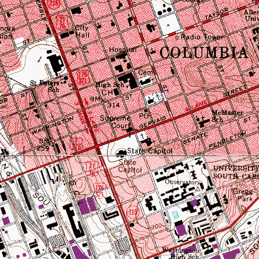 Topographic Map of Supreme Court of South Carolina, SC