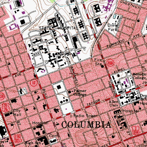 Topographic Map of Taylor Methodist Church, SC