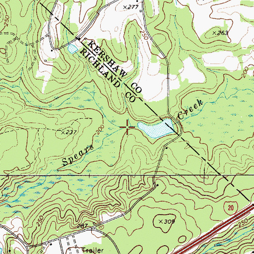 Topographic Map of Tenmile Branch, SC