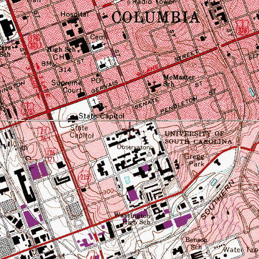 Topographic Map of Thornwell College, SC