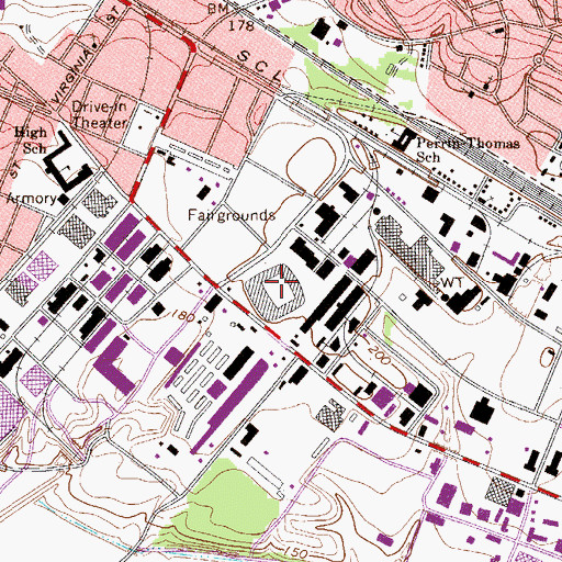 Topographic Map of Williams-Brice Stadium, SC