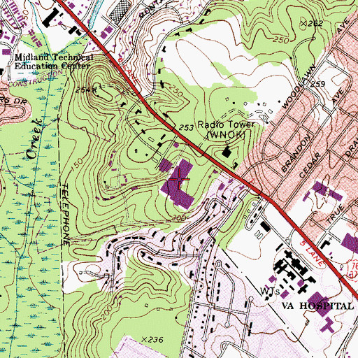 Topographic Map of Woodhill Mall Shopping Center, SC