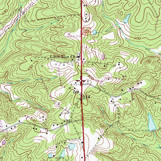 Topographic Map of Zion School (historical), SC