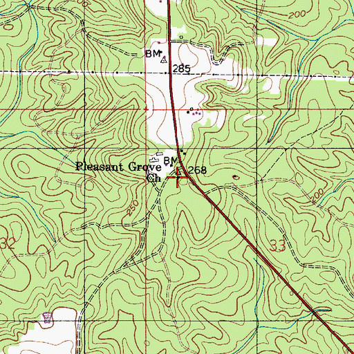Topographic Map of Pleasant Grove Church, AL