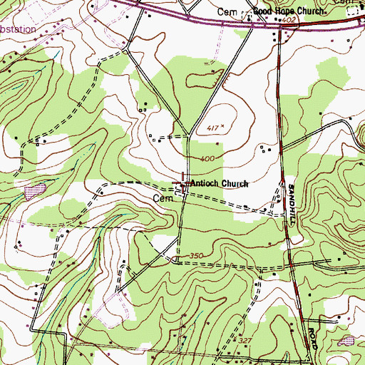 Topographic Map of Antioch Church, SC