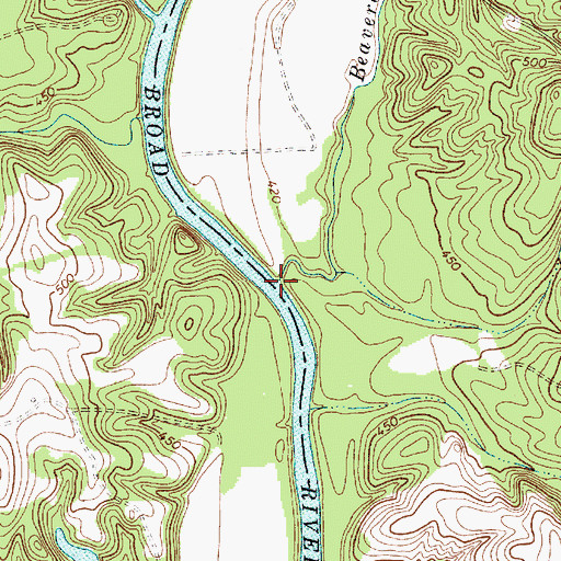 Topographic Map of Beaverdam Creek, SC